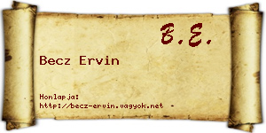 Becz Ervin névjegykártya
